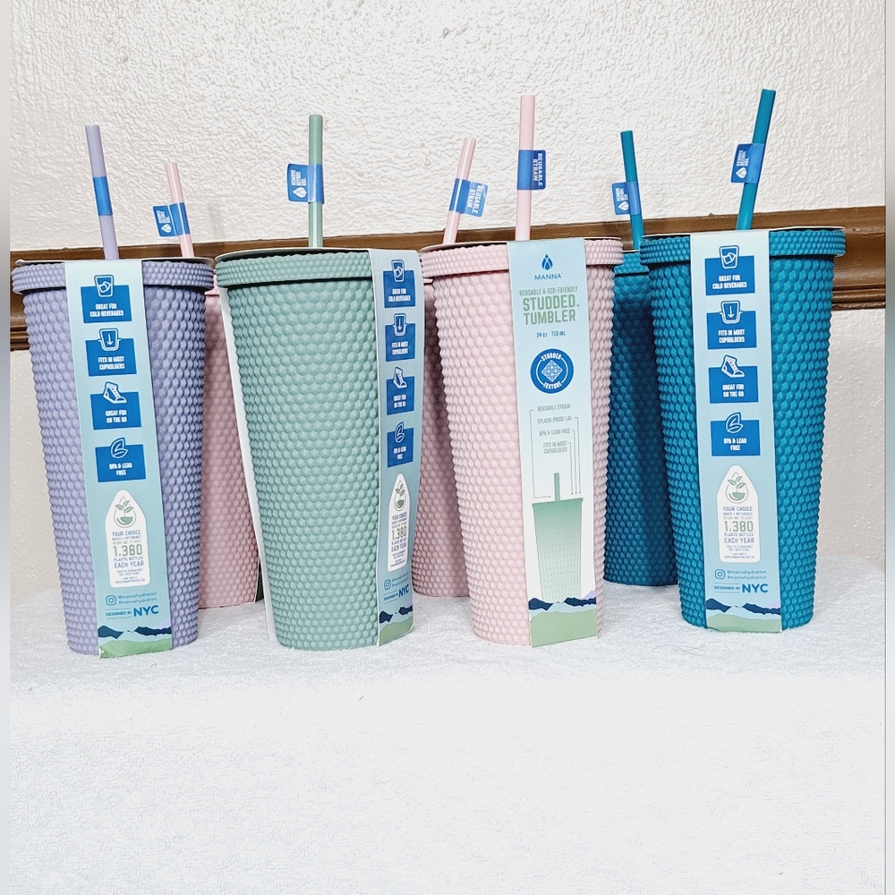 New Teal Manna 24oz Studded Tumbler Cold Cup With Reusable Straw - Picture 1 of 13